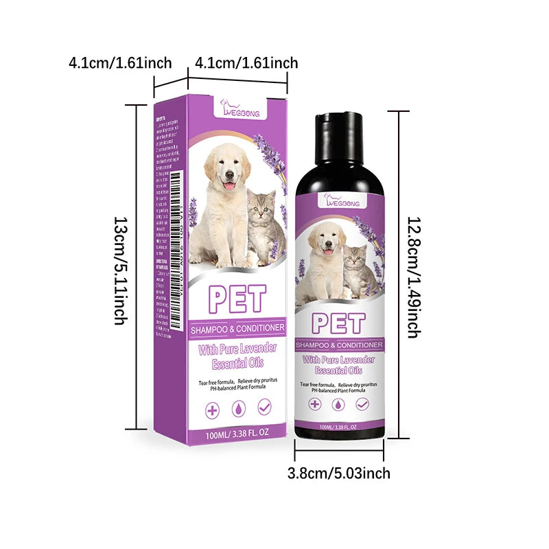 Puppy Care Flea & Tick Shampoo + Conditioner - Itch Relief & Knot Control for Dogs and Cats