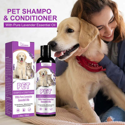 Soothing Pet Shampoo for Sensitive Skin – Flea & Tick Control, Moisturizing & Itch Relief