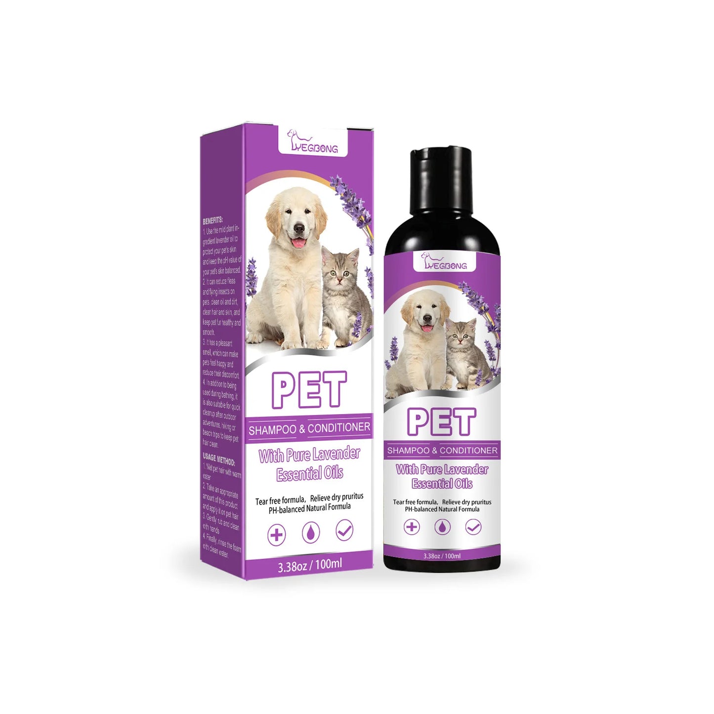 Soothing Pet Shampoo for Sensitive Skin – Flea & Tick Control, Moisturizing & Itch Relief