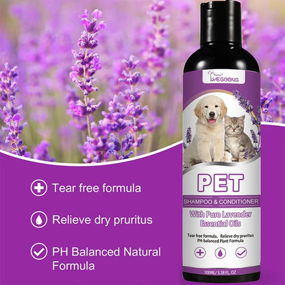 Puppy Care Flea & Tick Shampoo + Conditioner - Itch Relief & Knot Control for Dogs and Cats