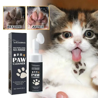 Paw Cleanser Foam - 100ml Waterless Pet Shampoo for Dogs & Cats