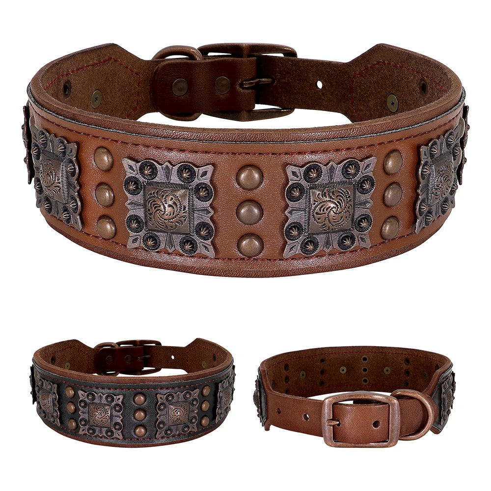 Luxury Leather Dog Collar - Medium to Large Dogs