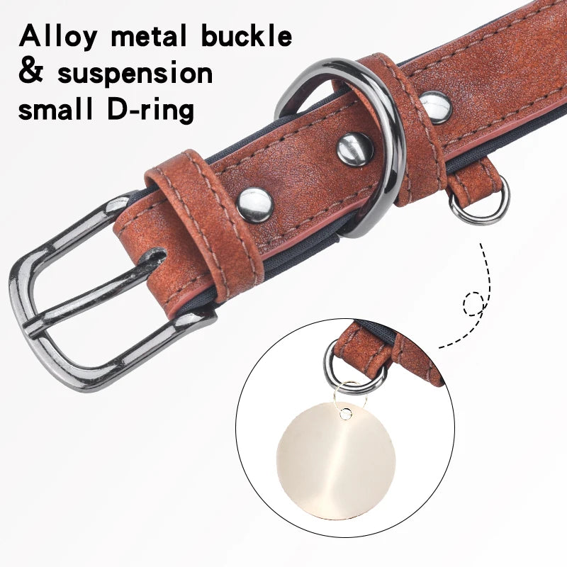 Adjustable Leather Dog Collar