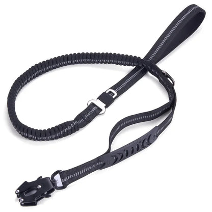 Tactical Reflective Bungee Dog Leash with Car Seatbelt Clip