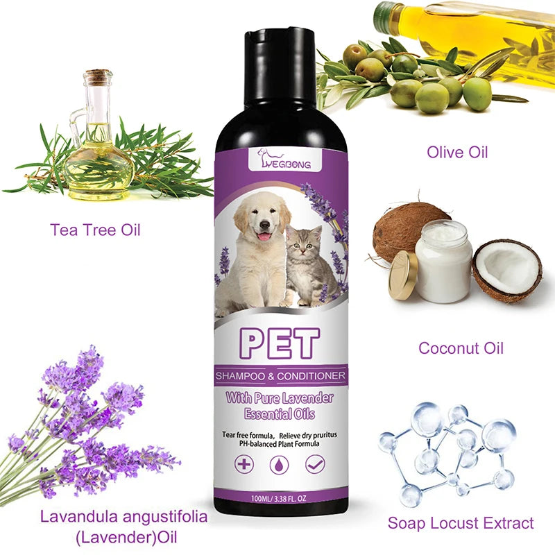 Puppy Care Flea & Tick Shampoo + Conditioner - Itch Relief & Knot Control for Dogs and Cats