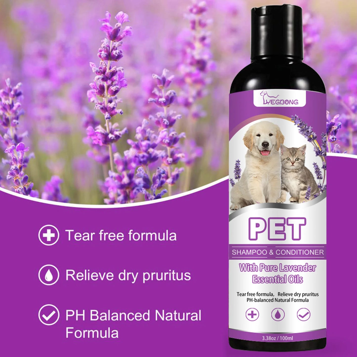 Soothing Pet Shampoo for Sensitive Skin – Flea & Tick Control, Moisturizing & Itch Relief