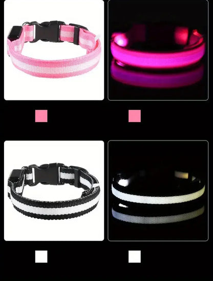 Nylon LED Night Safety Flashing Glow-in-the-Dark Dog Collar 🌟🐶