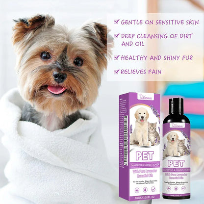 Puppy Care Flea & Tick Shampoo + Conditioner - Itch Relief & Knot Control for Dogs and Cats