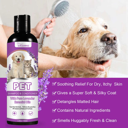 Soothing Pet Shampoo for Sensitive Skin – Flea & Tick Control, Moisturizing & Itch Relief