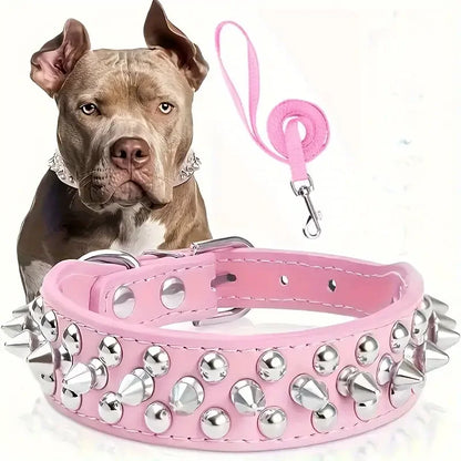 Spiked Dog Collar And Leash Set