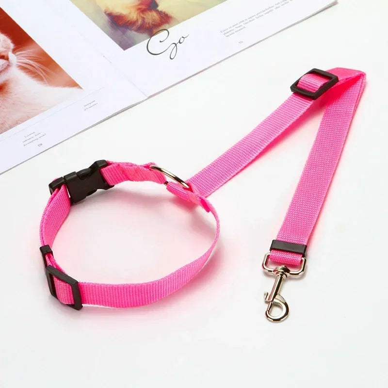 2-in-1 Adjustable Pet Car Seat Belt & Leash