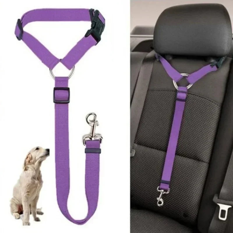 2-in-1 Adjustable Pet Car Seat Belt & Leash